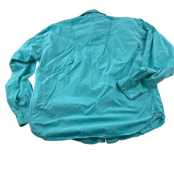 Vintage Bonjour Teal Button-Up Shirt Womens Large 100% Cotton Long Sleeve Casual - Picture 5 of 5